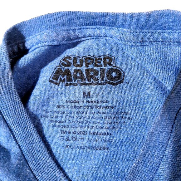 Super Mario T-shirt Men's Size Medium Blue Soft Nintendo NES Retro Video Game - Picture 3 of 5